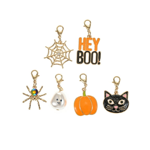 Way to Celebrate Halloween Goldtone "Hey Boo" Novelty Charm Set, 6 Pieces
