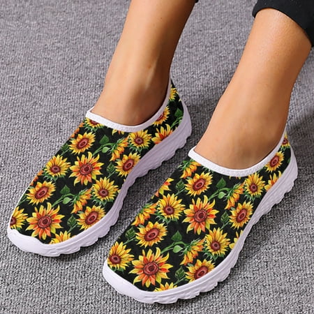 

Sunflower Print Summer Ladies Sneakers Flats Women Casual Shoes Women Loafers Slip On Casual Shoes Flats Shoes