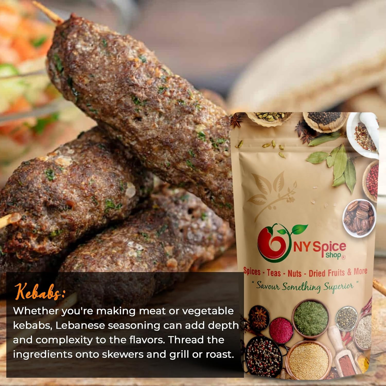 NY SPICE SHOP 7 Spice Lebanese Seasoning Blend - 3 Pound - Middle Eastern 7 Spice - Traditional Middle Eastern Spice Mix – Perfect for Meats, Rice & Lentil Dishes – Aromatic Baharat Lebanese Blend