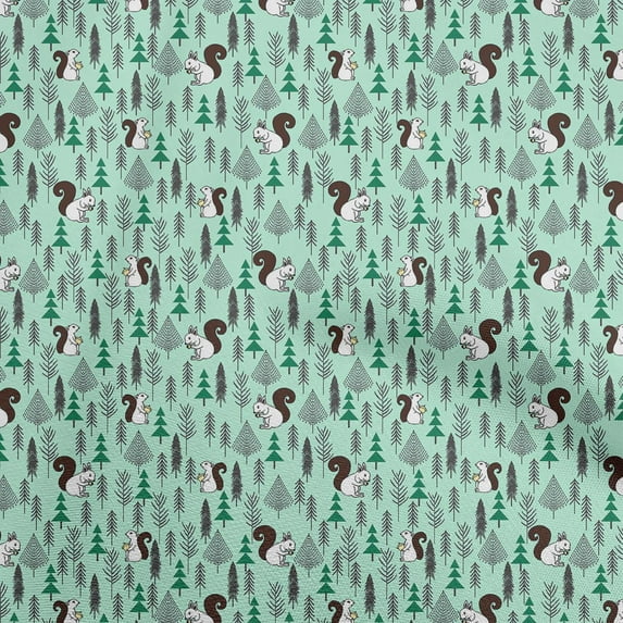 oneOone Cotton Cambric Light Mint Green Fabric Animal Diy Clothing Quilting Fabric Print Fabric By Yard 42 Inch Wide