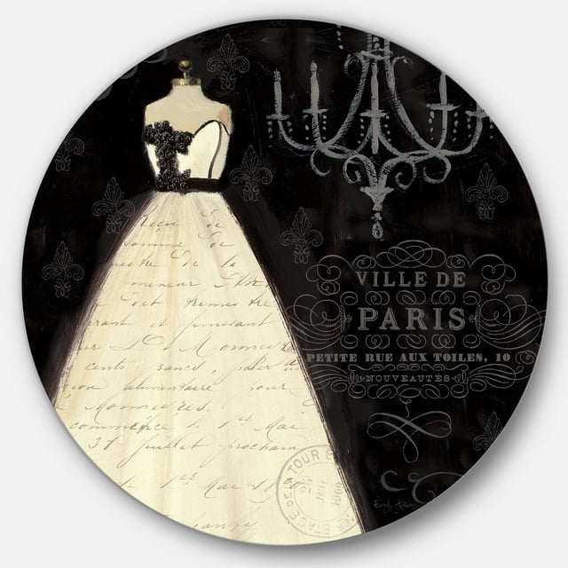 Designart 'French Couture I' Glam Metal Circle Wall Art