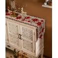 thumbnail image 5 of Table Runner Dresser Scarves Christmas Poinsettia Floral Holly Cotton Linen Burlap Table Cover Watercolor Flower on Wood Barn Table Runners for Family Kitchen Dining Holiday Party Banquet Decor, 5 of 5