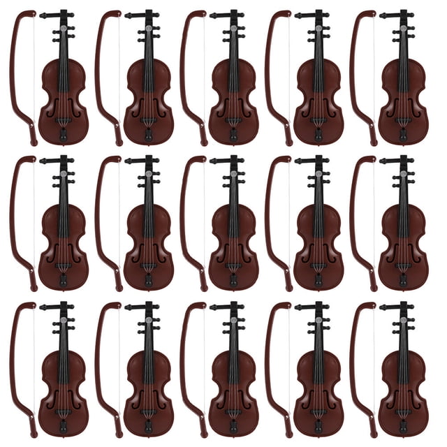 FRCOLOR Mini Modèles de Violon 15 Ensembles Mini Violon Modèle de Violon de Noël Instrument de Bureau Décoration, 3.35"X1.18"X0.47 Pouces