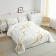 thumbnail image 3 of Manfei Marble Texture Road Full Size Comforter Sets,White Gold Bedding Comforter Set,Modern Aesthetic Art Bedding Sets For Girl,Microfiber Room Decoration,3-Piece, 3 of 8