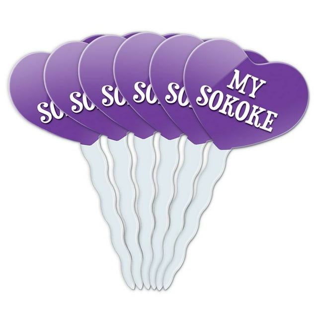 Sokoke Heart Love Cupcake Picks Toppers - Set of 6
