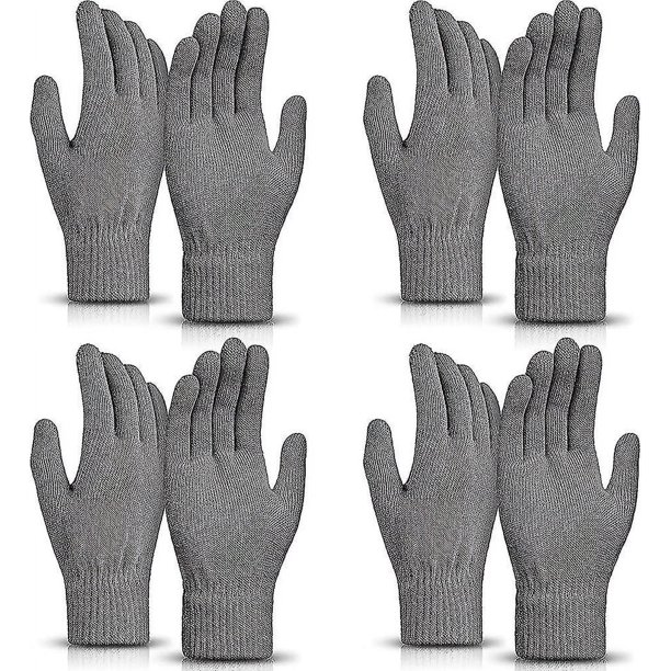 4 pares de guantes mágicos de invierno, guantes unisex, manoplas elásticas tejidas, dedos completos a granel