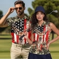 thumbnail image 2 of Aplkyhs Funny Couple Golf Shirts Camouflage Flag Deer Racerback Design Golf Tank Top Lightweight Athletic Sleeveless Shirts Machine Washable for Yoga or Daily Wear Quick Dry, 2 of 6