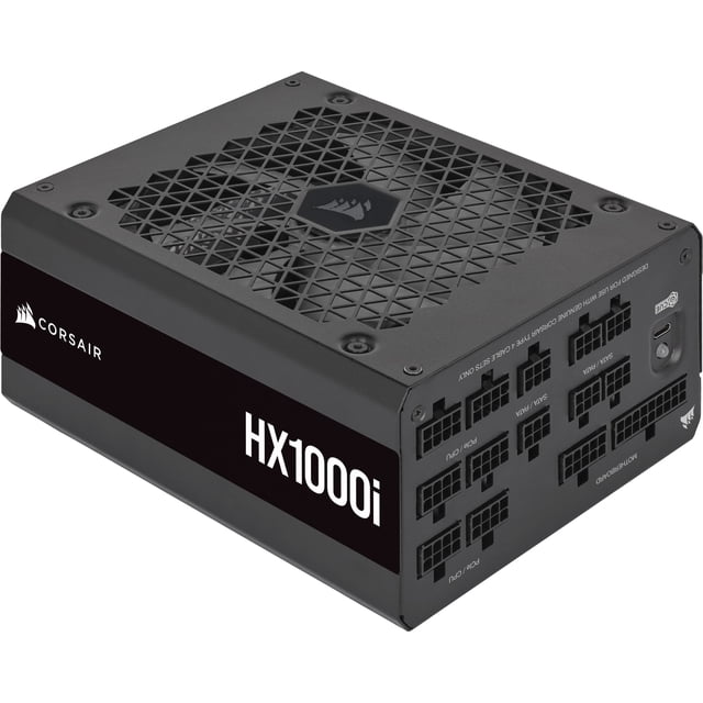 Fuente de alimentación ATX Corsair HX1000i totalmente modular y de ruido ultrabajo - Compatible con ATX 3.1 y PCIe 5.1 - Ventilador con cojinetes fluidodinámicos - Compatible con el software CORSAIR i