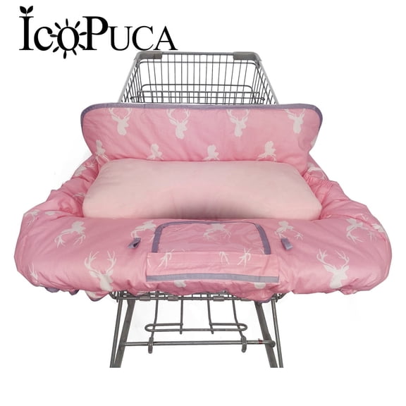 ICOPUCA Shopping Cart And High Chair Cover For Baby, Machine Washable Non‑Slip, Pink Deer Pattern