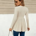 thumbnail image 3 of Womens Maternity Tops Long Sleeve Pregnancy Tunic Loose Blouses Crew Neck Ribbed Ruched Babydoll Maternity Shirts Beige S, 3 of 9