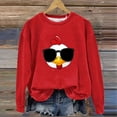 thumbnail image 2 of Sexlip Womens Long Sleeve Sweatshirt Cartoon Duck Print Design Cropped Hem Soft Fabric Comfortable Silhouette for Casual Wear Red L, 2 of 6