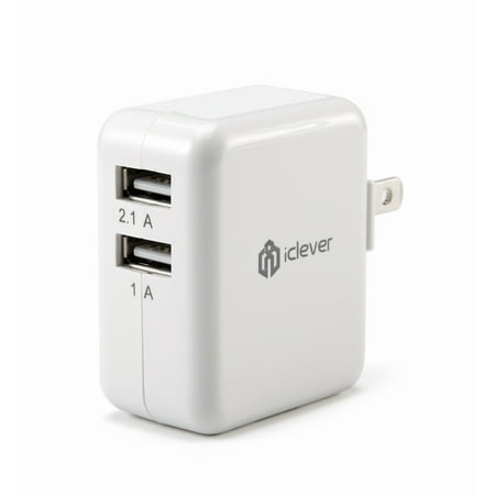 iClever Dual USB Wall Charger Portable Travel Charger with Foldable AC Plug for iPhone iPad Samsung,