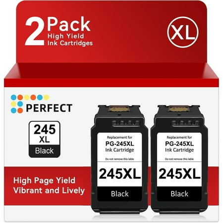 245 245XL Black Ink Cartridge Higher Yield Replacement for Canon PG-245 245XL Black Ink for Cannon MX490 MX492 MG2522 TS3100 TS3122 TS3300 TS3322 TS3320 TR4500 TR4520 TR4522 (2 Black)