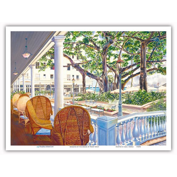 Romance of the Moana - Moana Hotel Waikiki Beach - Honolulu Hawaii - From an Original Hawaii Watercolor Painting by Peggy Chun - Master Art Print (Unframed) 9in x 12in