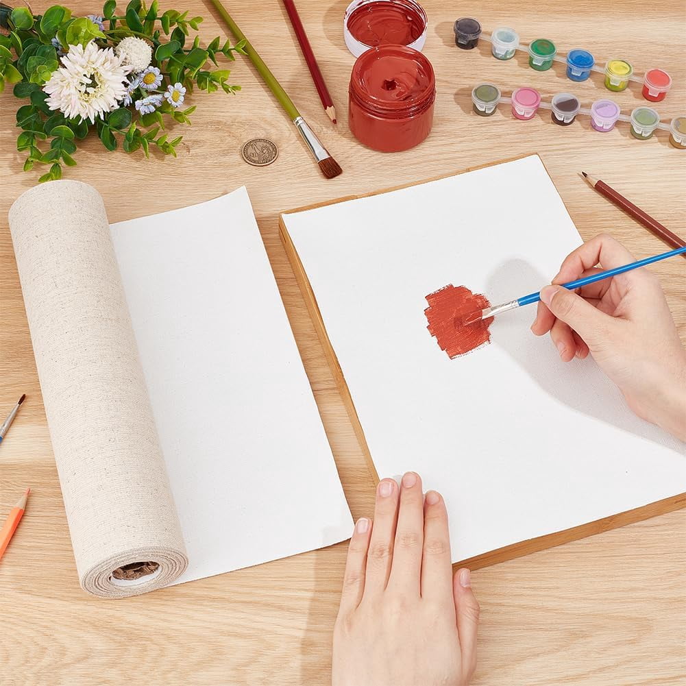 5.5 Yards x 11 Inch Canvas Roll Linen Four Primed Canvas Roll Artist Canvas for Gesso Art Painting Oil Painting Backdrop Decoration 0.3mm Thick diy