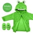 thumbnail image 5 of Rising Star Baby Bathrobe Set for Boys, Toddler Bathrobe with Hood, Matching Slippers and Turban, Soft Plush Cotton Boys Bathrobe, Green Aligator, 5 of 6