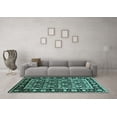 thumbnail image 3 of Ahgly Company Machine Washable Indoor Rectangle Oriental Turquoise Blue Traditional Area Rugs, 3' x 5', 3 of 4