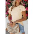 thumbnail image 1 of Women's Apricot Plain Tiered Ruffled Short Sleeve T Shirt, 1 of 15