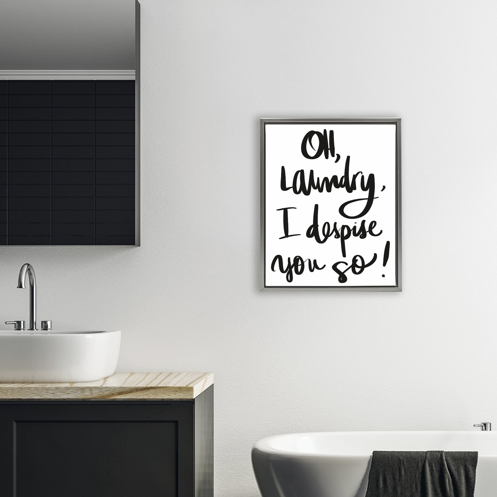 Stupell Industries Laundry I Despise You Gray Framed Floater Canvas Wall Art, design by SD Graphics Studio