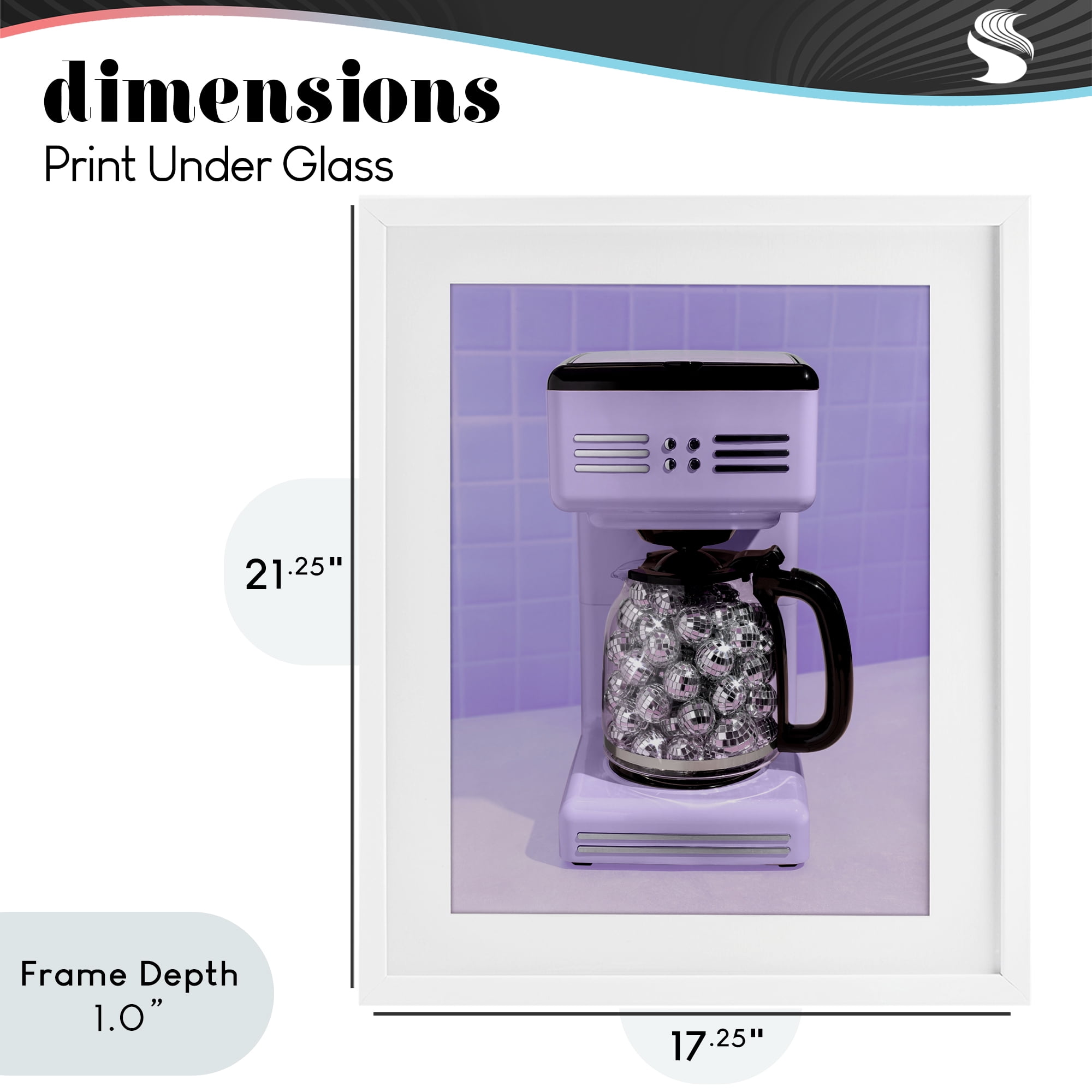 Stupell Industries Disco Coffee Maker over Purple White Framed Print Under Glass, design by LISH Creative