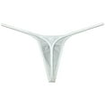 thumbnail image 2 of Botmois Men Solid Low Rise Underwear Tangas Mini Touch Feeling Slim Pouch T-Back Silk Shiny Thong White M, 2 of 3
