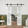 thumbnail image 2 of 36'' x 84'' 3-Piece Double Sliding Frosted Glass Barn Door Solid Manufactured Wood French Closet Door with Installation Hardware Kit, 2 of 8