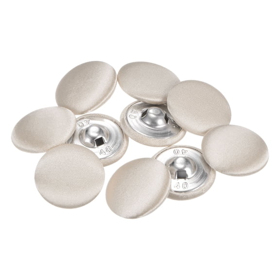 10pcs 40L Fabric Cloth Covered Button 25mm Round Metal Shank Sewing Buttons for Suits Blouses Sweaters, Skin Color