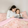 thumbnail image 4 of Manfei Kawaii Magic Deer Bedding Comforter Set 7pcs for Kids, Cartoon Rainbow King Bedding Sets, Flower Leaf Botanical Reversible Bed Sheets, Luxury Bedroom Decor, 4 of 7