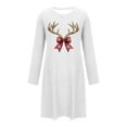 thumbnail image 6 of Blmnix Christmas Women Nightgown Long Sleeve Mumu Sleepshirts Crew Neck Comfy White Sleep Dress, 6 of 6