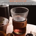 thumbnail image 4 of Taza De Vidrio De Boca Ancha Taza De Café Vertical Anti-Escaldado Líneas Verticales De Boca Ancha Taza De Agua De Vidrio Con Anillo De Sujeción Redondo De Bambú Para Restaurante En Casa Scienceny HA018875-00, 4 of 7