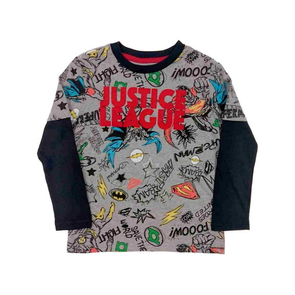 DC Comics Boys Gray Justice League T-Shirt Batman Green Lantern Tee Shirt XL