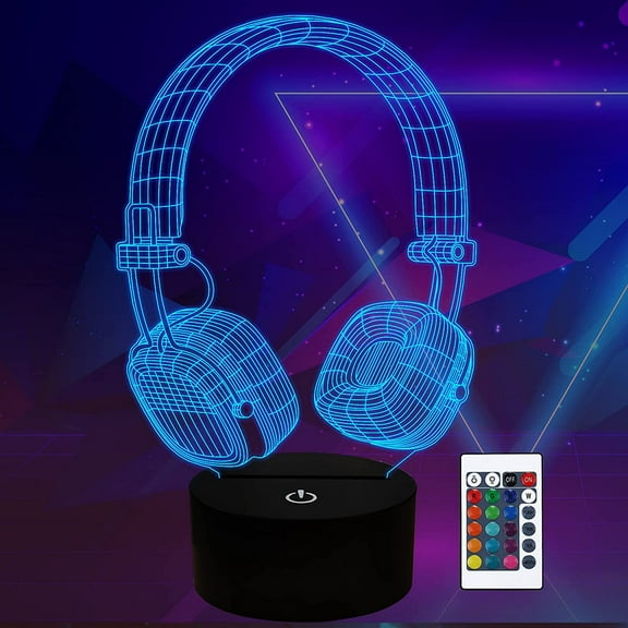 YSITIAN Headphone 3D Night Light Illusion Lamp for Kids, Gaming Room Accessory Gamer Lover Decor Birthday Xmas Gifts I1116-424