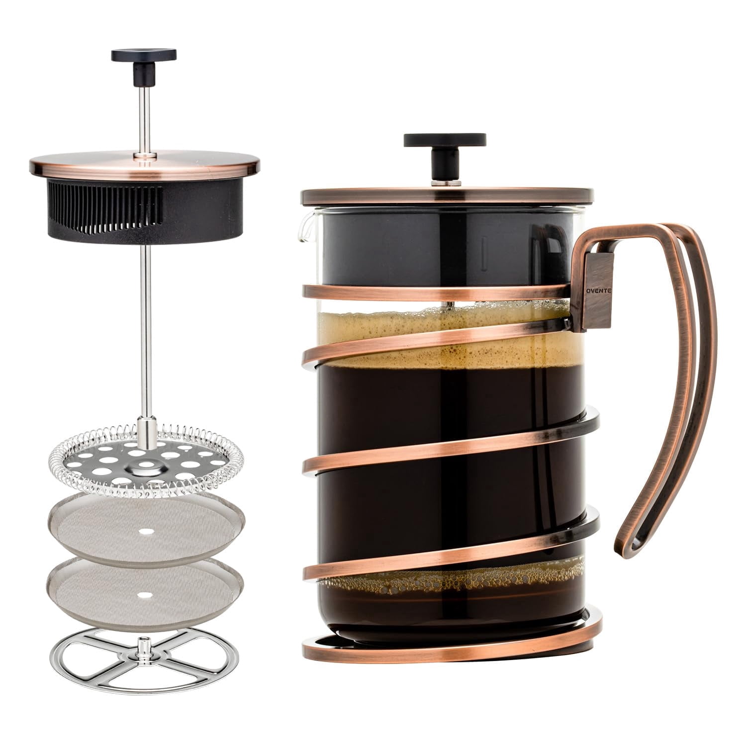 OVENTE 34 Ounce French Press Coffee & Tea Maker, Borosilicate Heat
