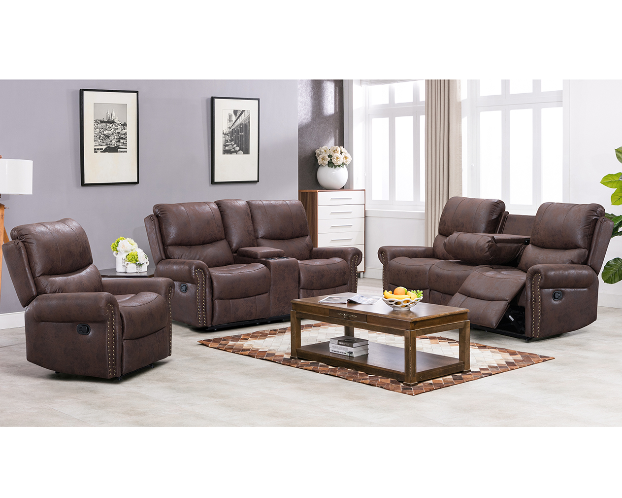 BestMassage Recliner Living Room Sofa Set