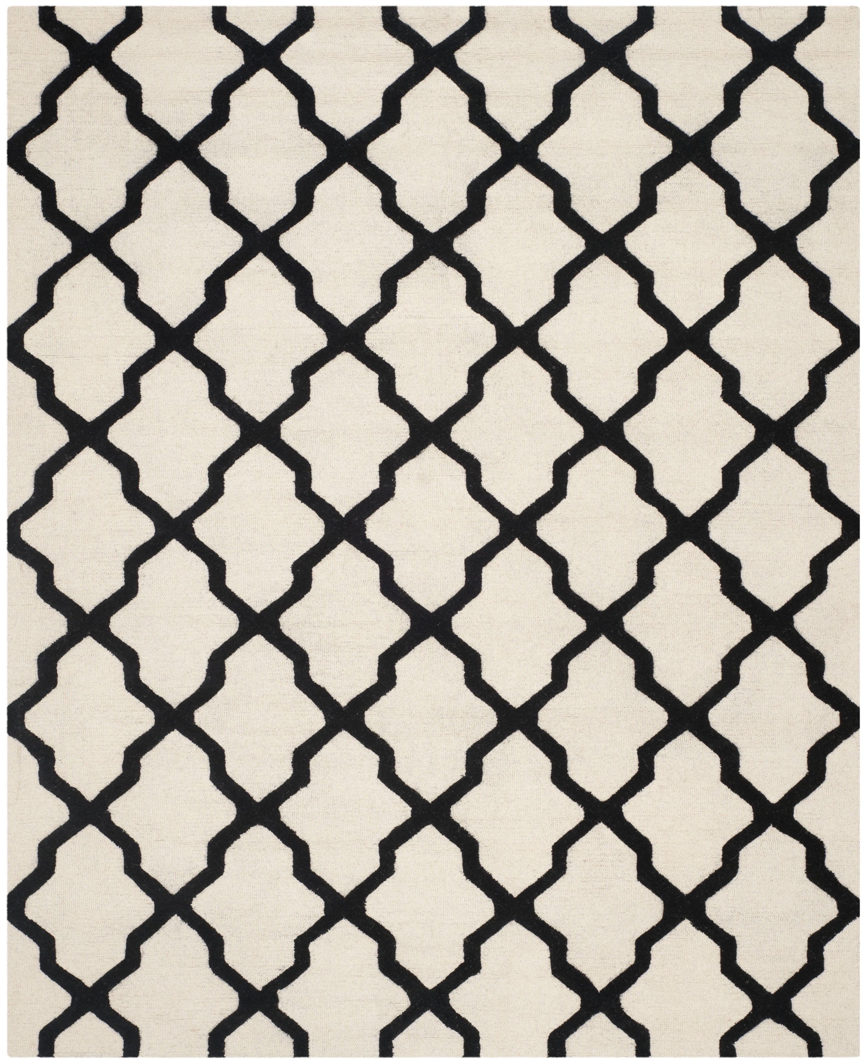 SAFAVIEH Cambridge Liam Geometric Wool Area Rug, Ivory/Black, 9' x 12'