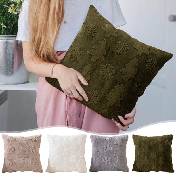 Fiudx Almohada de Peluche con Forma de Árbol de Navidad, Decoración Festiva, Cojines Suaves de Felpa, Cómodo Soporte para Sofá y Oficina, Idea de Regalo Acogedor, Decoración Navideña para El Hogar, J