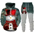 thumbnail image 3 of Christmas Santa Claus 3D Print Man Woman Hoodie + Pants 2pcs Sets New Year Holiday Party Casual Oversized Pullover Tracksuit Set, 3 of 4