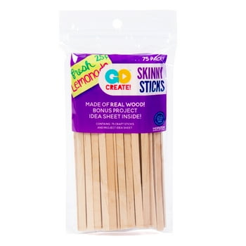 Go Create Skinny Wooden Craft Sticks, 50-Pack Real Wood Craft Sticks