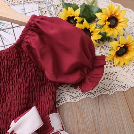 

Aayomet Princess Dresses For Girls Girl s Casual Dress Summer Scoop Neck Short Sleeves Floral Flowy Print Bowknot Sundress Dress Red 12-24 Months