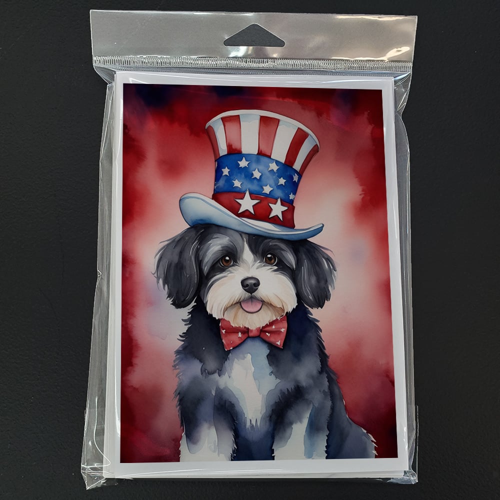 Havanese Patriotic American Greeting Cards Pack of 8 7 in x 5 in