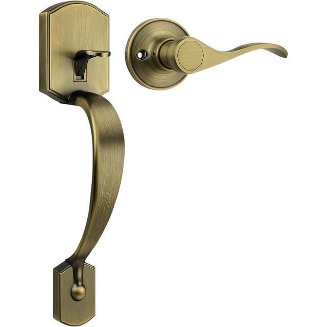 Front Door Handle and Deadbolt Set Front Door Lock Set Oil-Rubbed Bronze Vintage Lower Half Entry Handleset Entry Door Handle with Reversible Lever