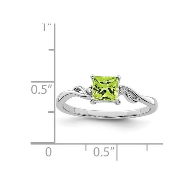 Solitaire Princess Cut Natural Peridot Ring 0.60 Carat (ctw) in