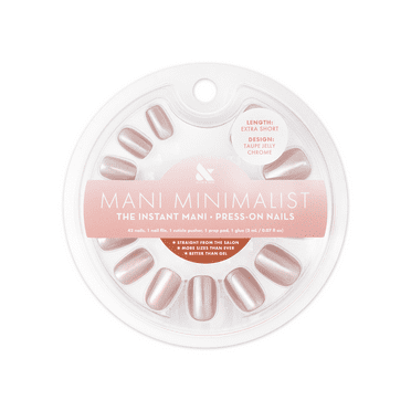 Olive & June Instant Mani Minimalist Squoval Extra Short Press-On Nails, Taupe Jelly Chrome, 42 Pieces