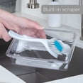 thumbnail image 2 of Smart Design Non-Scratch Scrub Brush with Scraper Tip - Non-Slip Handle, Long Lasting Bristles, Dishwasher Safe - Gray & Teal, 2 of 7