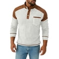 thumbnail image 1 of Men's Solid Color Long-Sleeved Stand-Up Collar Button-Up with Fake Pocket Patchwork Jacket, Classic Soft Fabric with Zipper Pocket for Outdoor Work Sports, 1 of 8