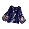 thumbnail image 4 of Blusa bordada para mujer, camisa étnica informal para ir de compras, vacaciones,, 4 of 8