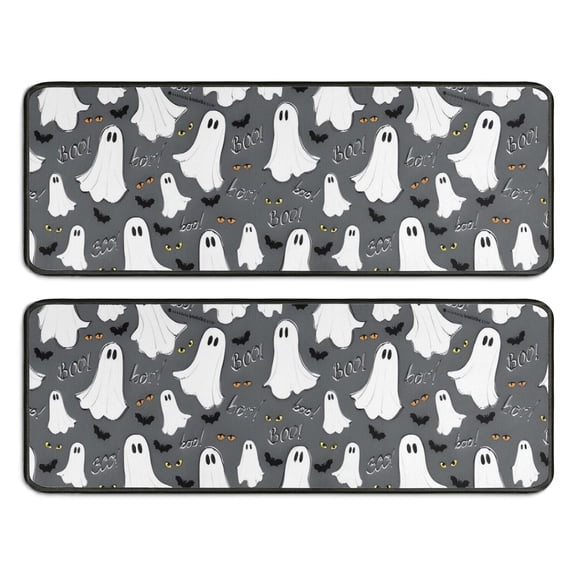 Kitchen Rugs Sets Of 2,Halloween Ghosts Bats and Eyes Anti Fatigue Kitchen Mat Rugs Non Slip Washable,Decorative Kitchen Floor Mats for Kitchen,Sink,Laundry,17"x47" 17"x47"