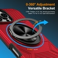 thumbnail image 2 of Dteck Rugged Protective Case for iPhone 15 Plus with Kickstand, Shockproof Anti-Scratch PC+TPU Back Cover, Magnetic Car Mount Compatible, Anti-Fingerprint Non-Slip Grip, Red, 2 of 7