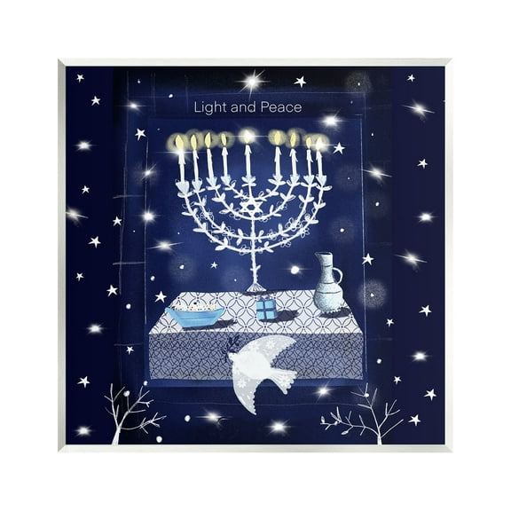Stupell Industries Light & Peace Menorah Stars Holiday Painting Unframed Art Print Wall Art