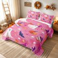 thumbnail image 3 of Erosebridal Cute Cartoon Ghost Bed Spread Queen, Happy Halloween Queen Coverlet Set for Boys Girls, Off-white Black, 3-Piece 1 Quilt and 2 Pillowcases, 3 of 7
